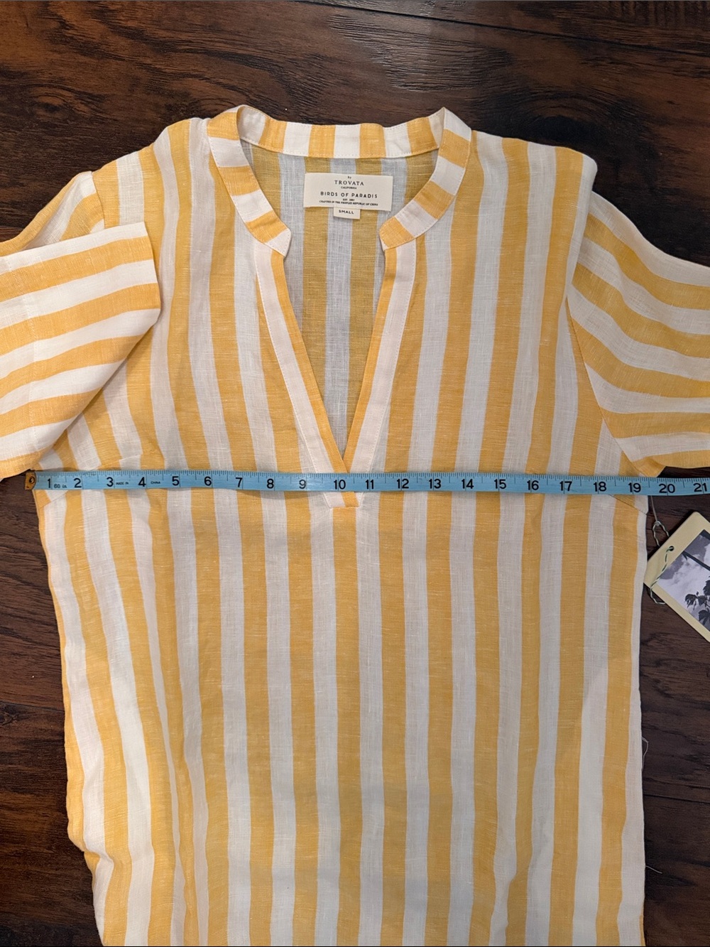 🆕Trovata Lucca 100% Linen Shirtdress in Yellow Stripe - Picture 12 of 12